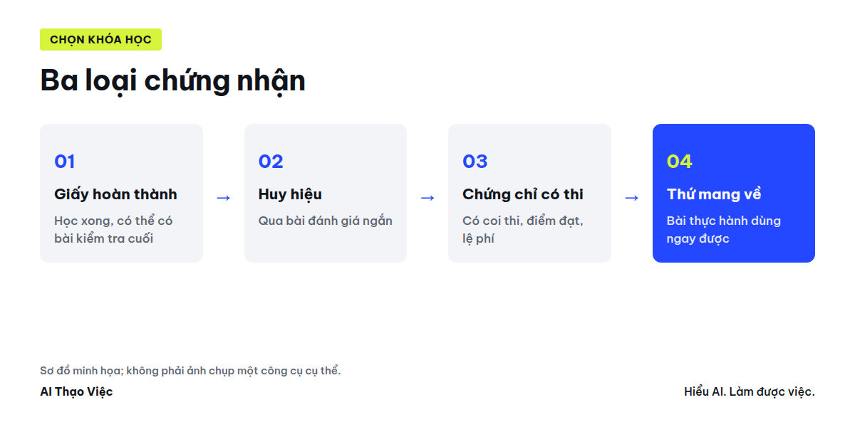 Sơ đồ ba loại chứng nhận khi học AI