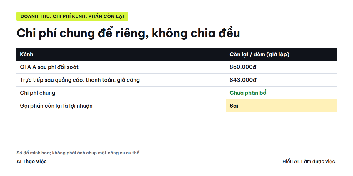 Doanh thu, chi phí gắn với kênh, phần còn lại, khoản chưa phân bổ