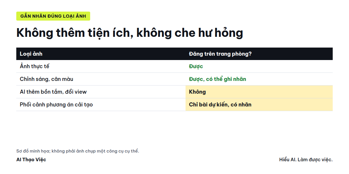Ảnh thực tế, ảnh chỉnh nhẹ, ảnh minh họa phương án