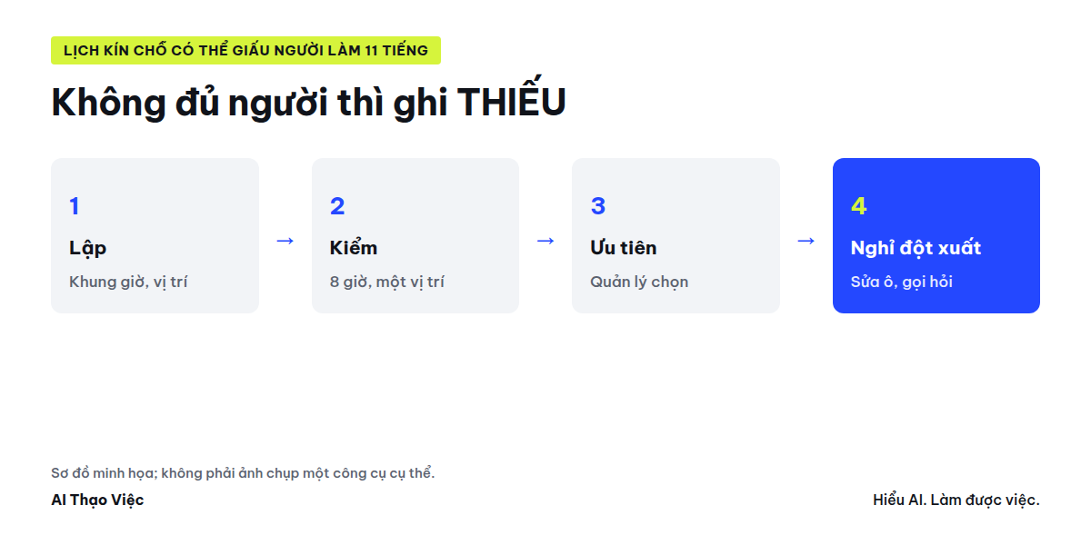 Lập lịch, tính tổng giờ, ô THIẾU, sửa khi có người nghỉ