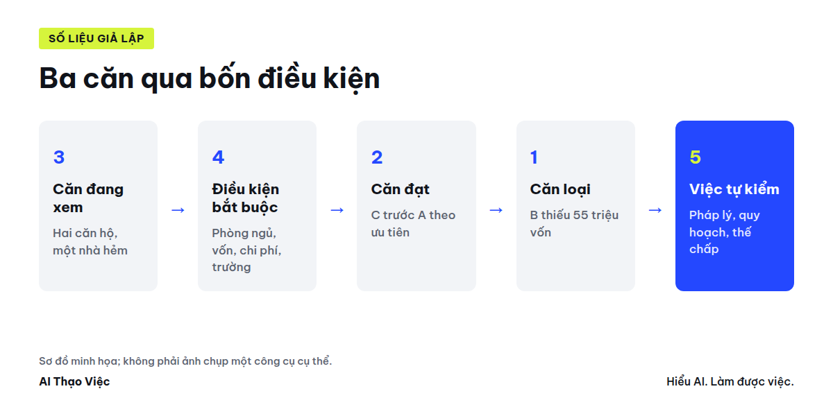Ba căn qua bốn điều kiện bắt buộc: hai căn đạt, một căn loại theo số hiện có